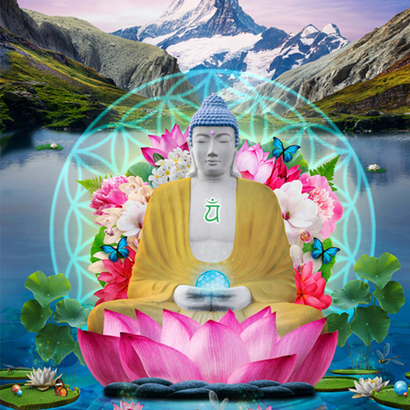 This poster print brings transformation to the desired manifestation in the space, indulge in an ethereal moment of peace and tranquillity in the embrace of the Buddha.