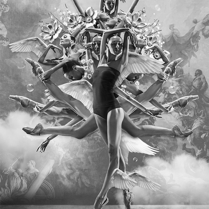 Experience the art of dance through the lens of this stunning black and white poster print, titled 'The Movement of Infinity.' It's a heartfelt dedication to the profound language of dance. In the graceful sway of the body, it speaks volumes beyond words and the notes of music.