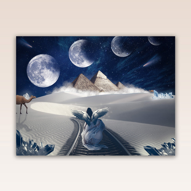 Discover serenity amidst the endless sands and dunes with this evocative poster print. In the midst of nature's vast tranquility, it calls for inner peace and reflection, a respite from the cacophony of daily life