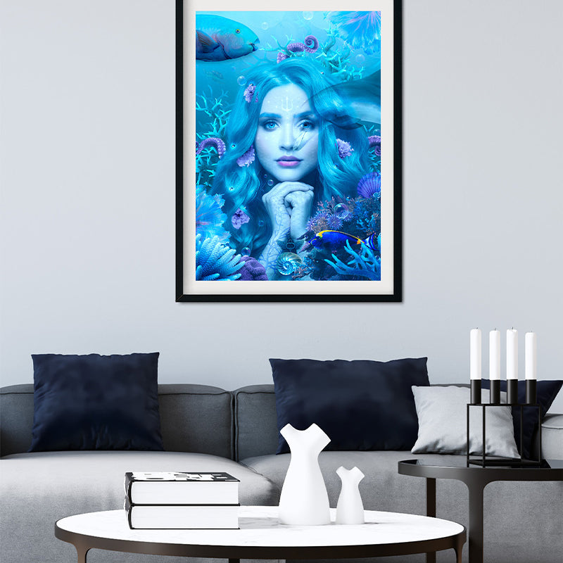 This poster print is a beautiful representation of Amphitrite, the goddess of the sea, who rules its mysterious depths and is connected to all the creatures that live in it.