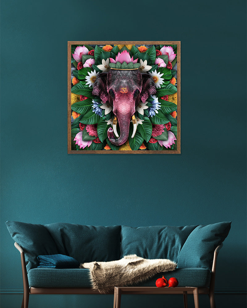 Infuse your space with tranquility and protection through our captivating elephant mandala poster print.