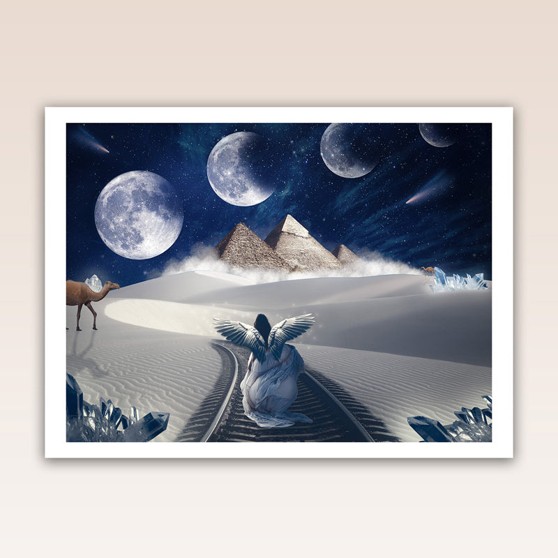 Discover serenity amidst the endless sands and dunes with this evocative poster print. In the midst of nature's vast tranquility, it calls for inner peace and reflection, a respite from the cacophony of daily life