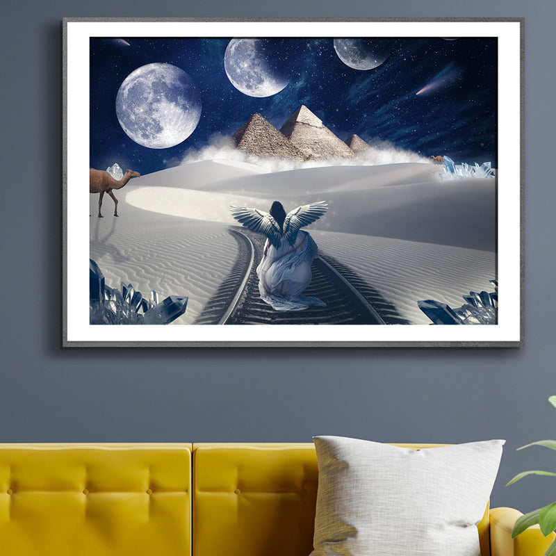 Discover serenity amidst the endless sands and dunes with this evocative poster print. In the midst of nature's vast tranquility, it calls for inner peace and reflection, a respite from the cacophony of daily life